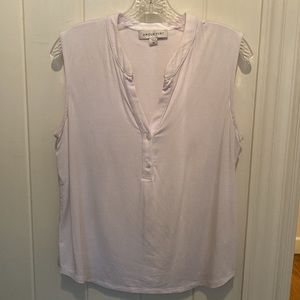 Amour Vert white sleeveless Henley top. 94% modal. 6% spandex.